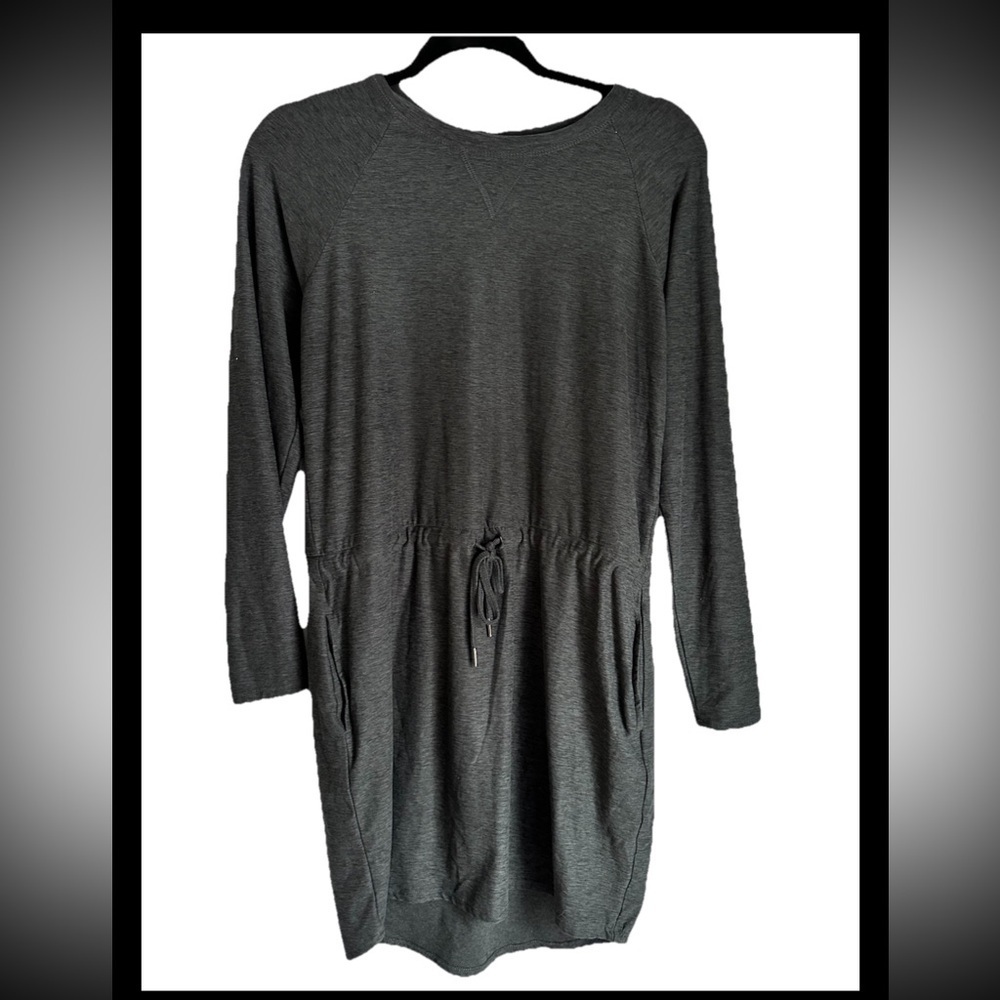 KYODAN Buttersoft Charcoal Gray Long Sleeve Dress with Drawstring Waist Sz TP/XS